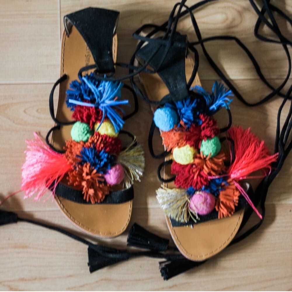 Ashley Stewart Pom Pom Sandals - ON HOLD.
